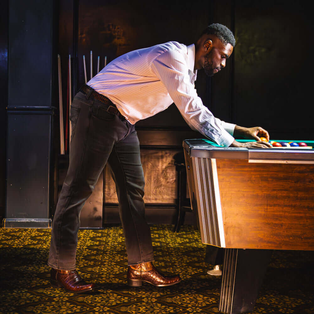 American Alligator Men's Mocha Cowboy Boots Travis by Vaccari Core