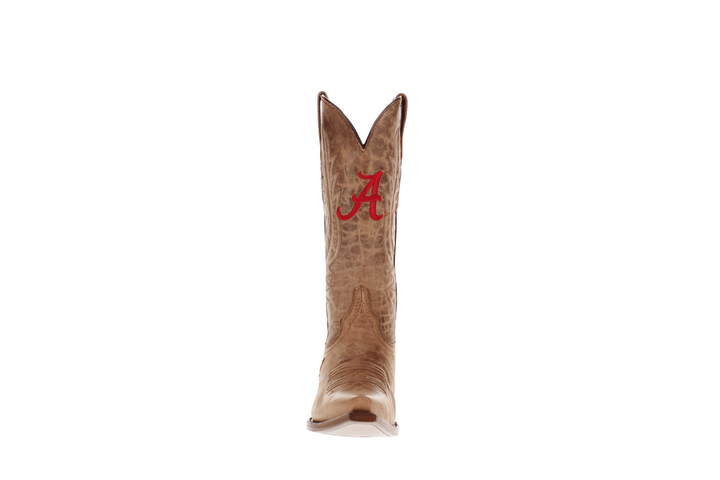 Women's University of Alabama Crimson Tide Tan Leather Snip Toe Cowgirl Boots by Vaccari