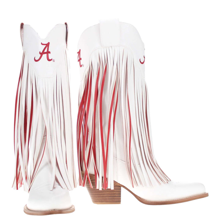 University of Alabama Kacey White Fringe Boot By V By Vaccari
