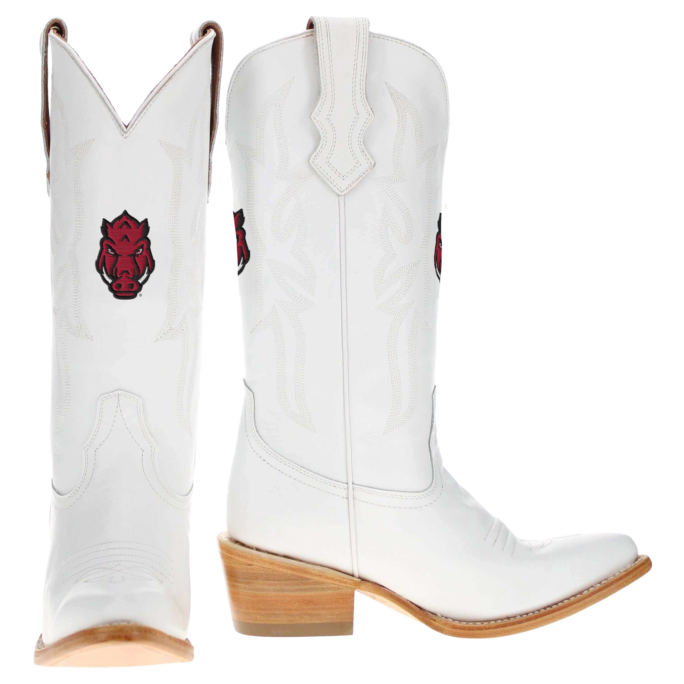 Women's University of Arkansas White Cowgirl Boots Leighton by Vaccari University