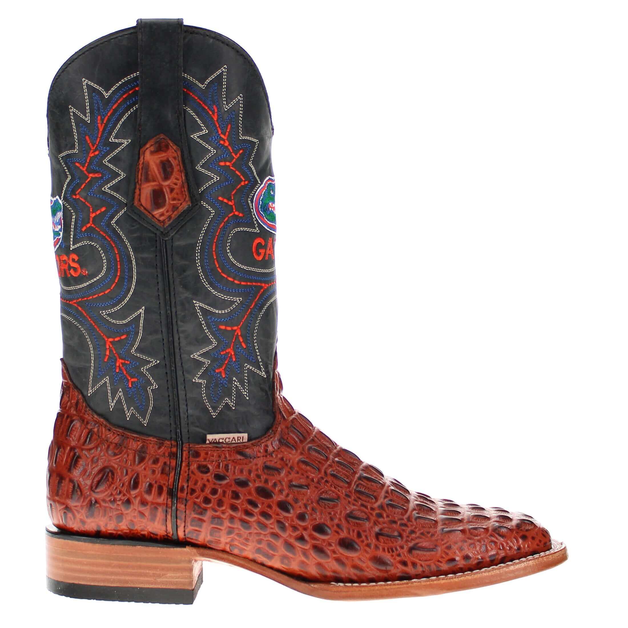 Men's University of Florida Gators Cognac Square Toe Cowboy Boots Jackson by Vaccari