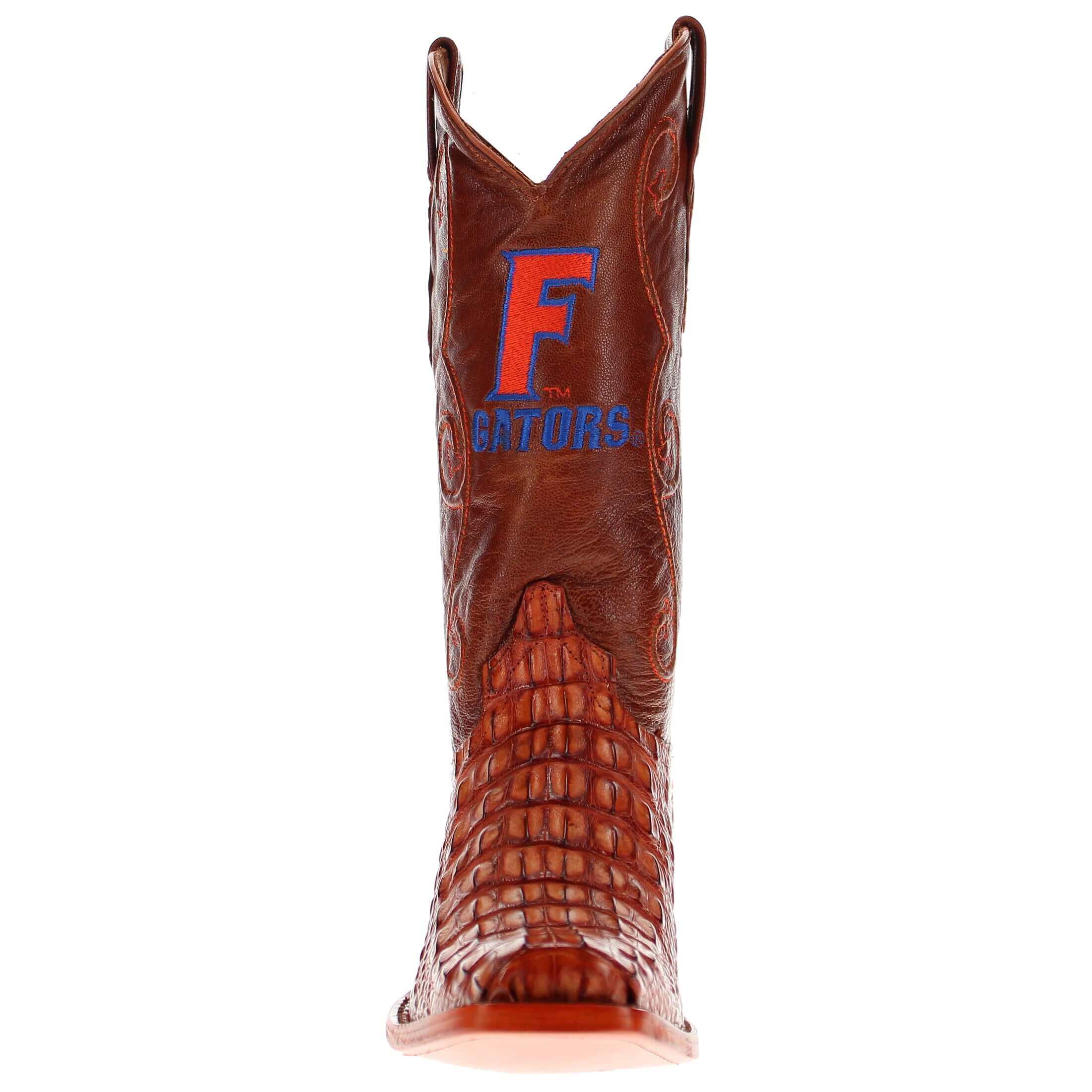 Men's University of Florida Gators Cognac JW Toe Hornback American Alligator Cowboy Boots David by Vaccari