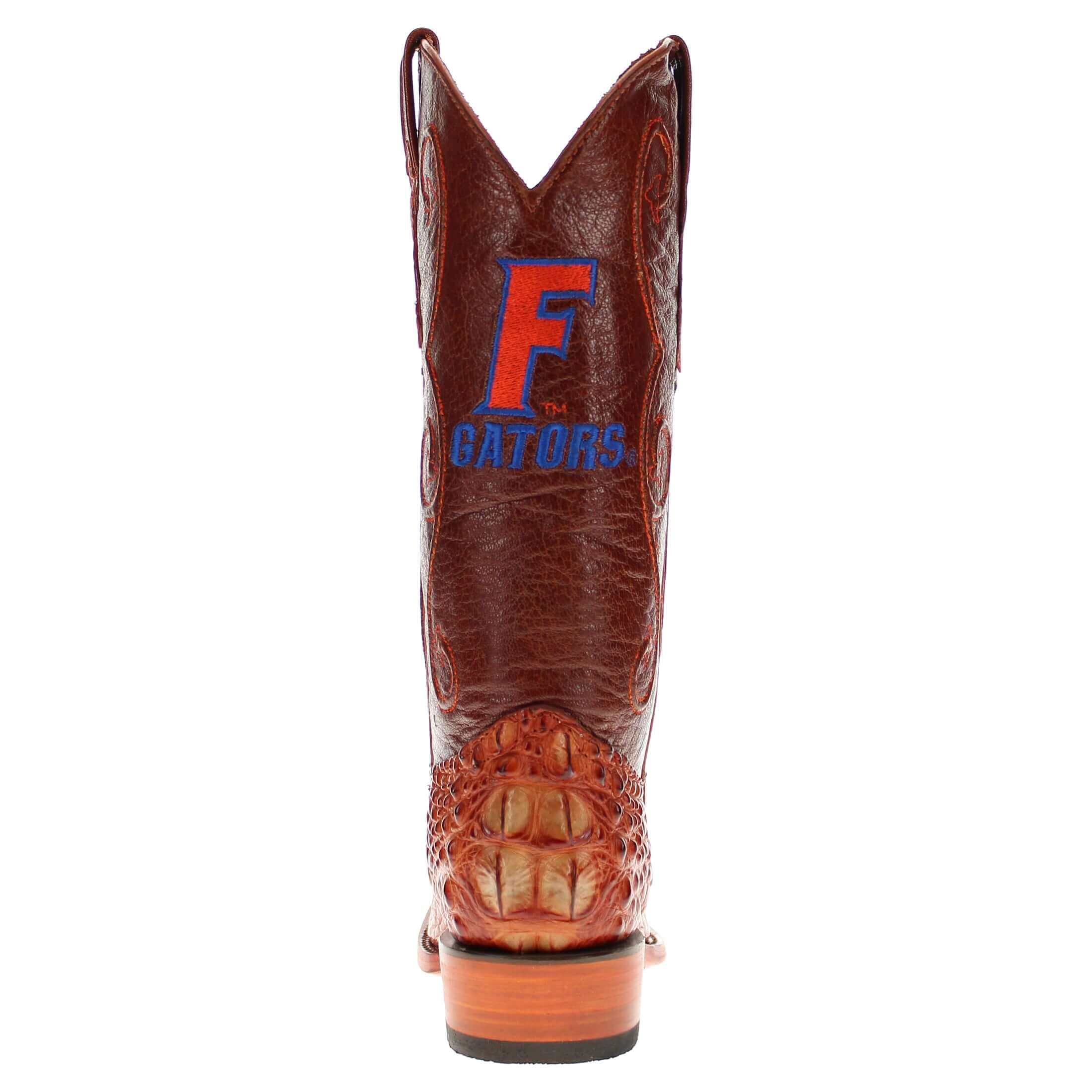 Men's University of Florida Gators Cognac JW Toe Hornback American Alligator Cowboy Boots David by Vaccari