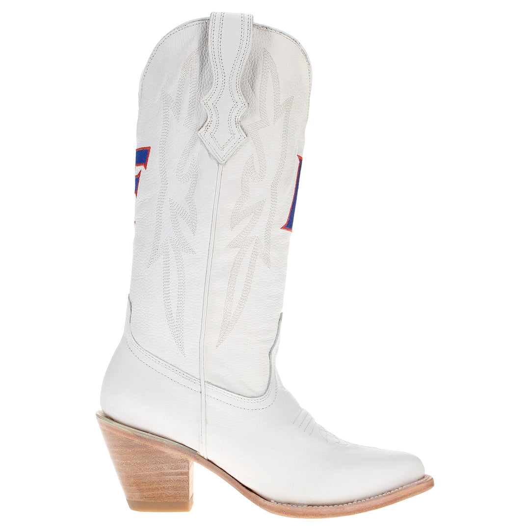 Women's University of Florida Gators All White Pointed Toe Cowgirl Boots Leighton by Vaccari