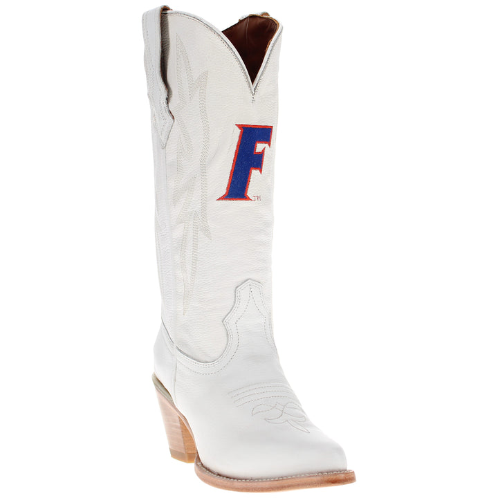Women's University of Florida Gators All White Pointed Toe Cowgirl Boots Leighton by Vaccari
