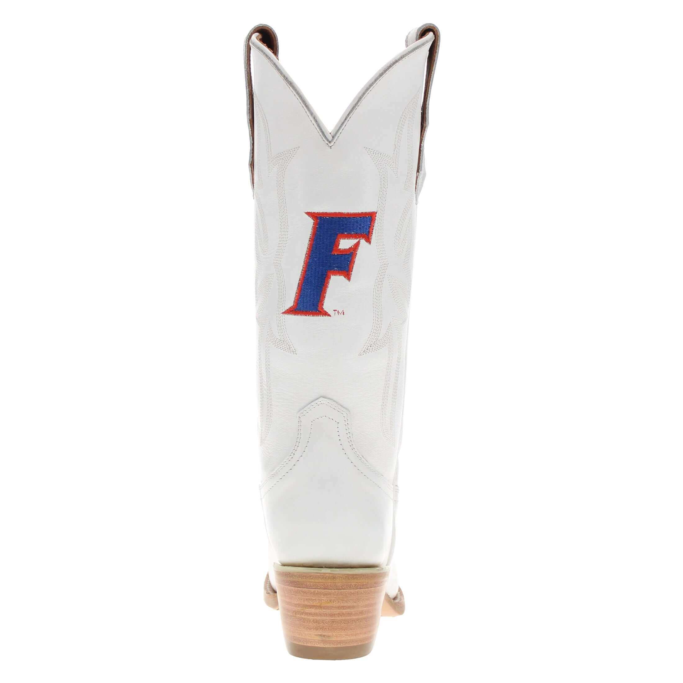 Women's University of Florida Gators All White Pointed Toe Cowgirl Boots Leighton by Vaccari