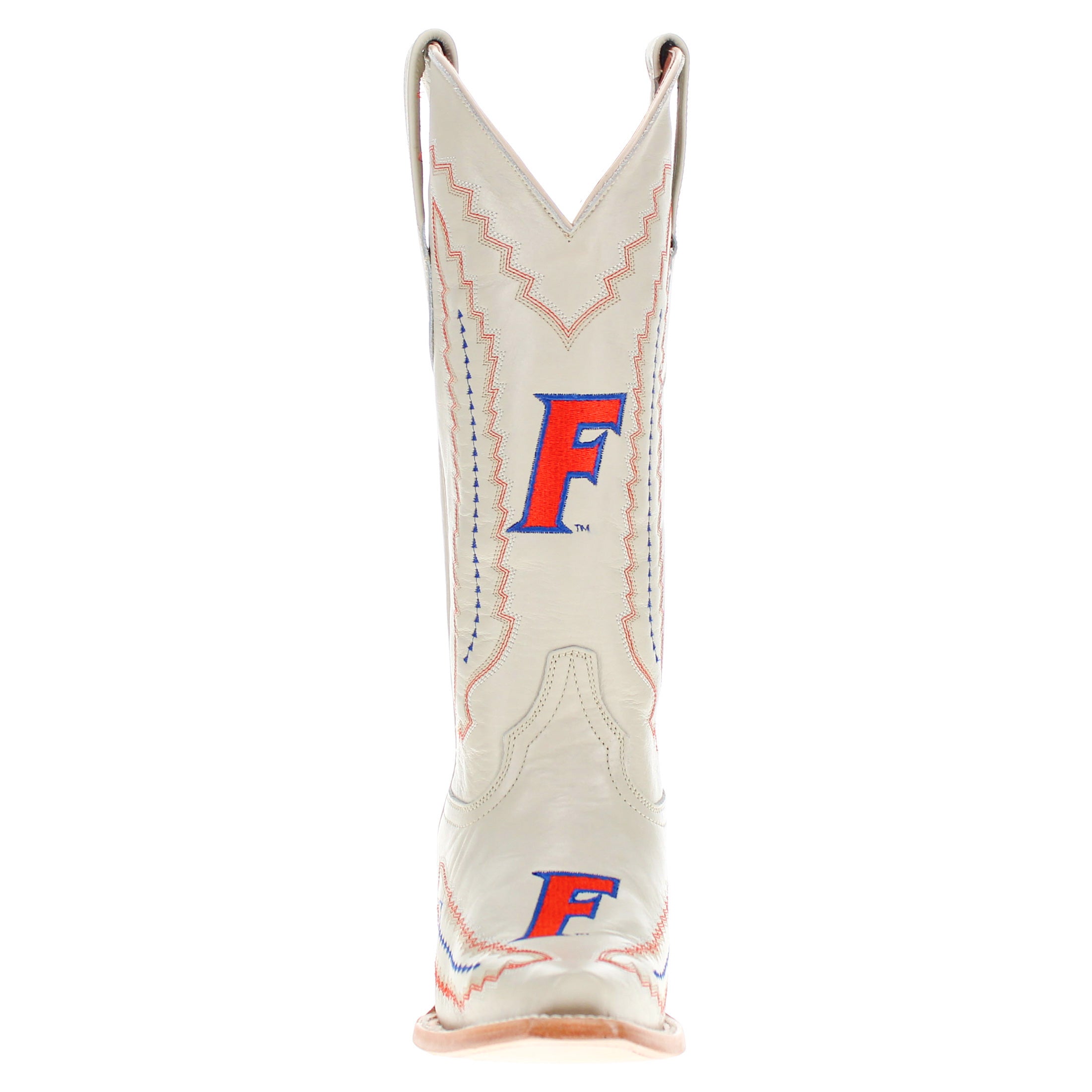 Women's University of Florida Gators Bone Leather Cowgirl Snip Toe Boots by Vaccari