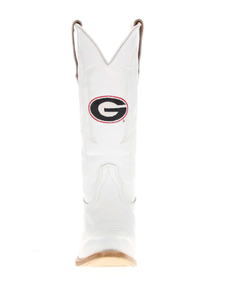 Women's University of Georgia All White Pointed Toe Cowgirl Boots Leighton by Vaccari University