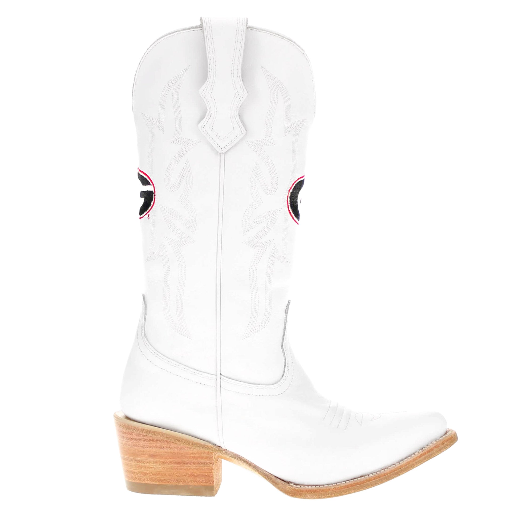 Women's University of Georgia All White Pointed Toe Cowgirl Boots Leighton by Vaccari University