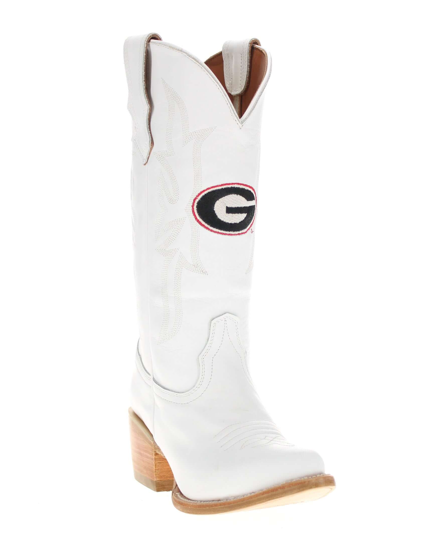 Women's University of Georgia All White Pointed Toe Cowgirl Boots Leighton by Vaccari University