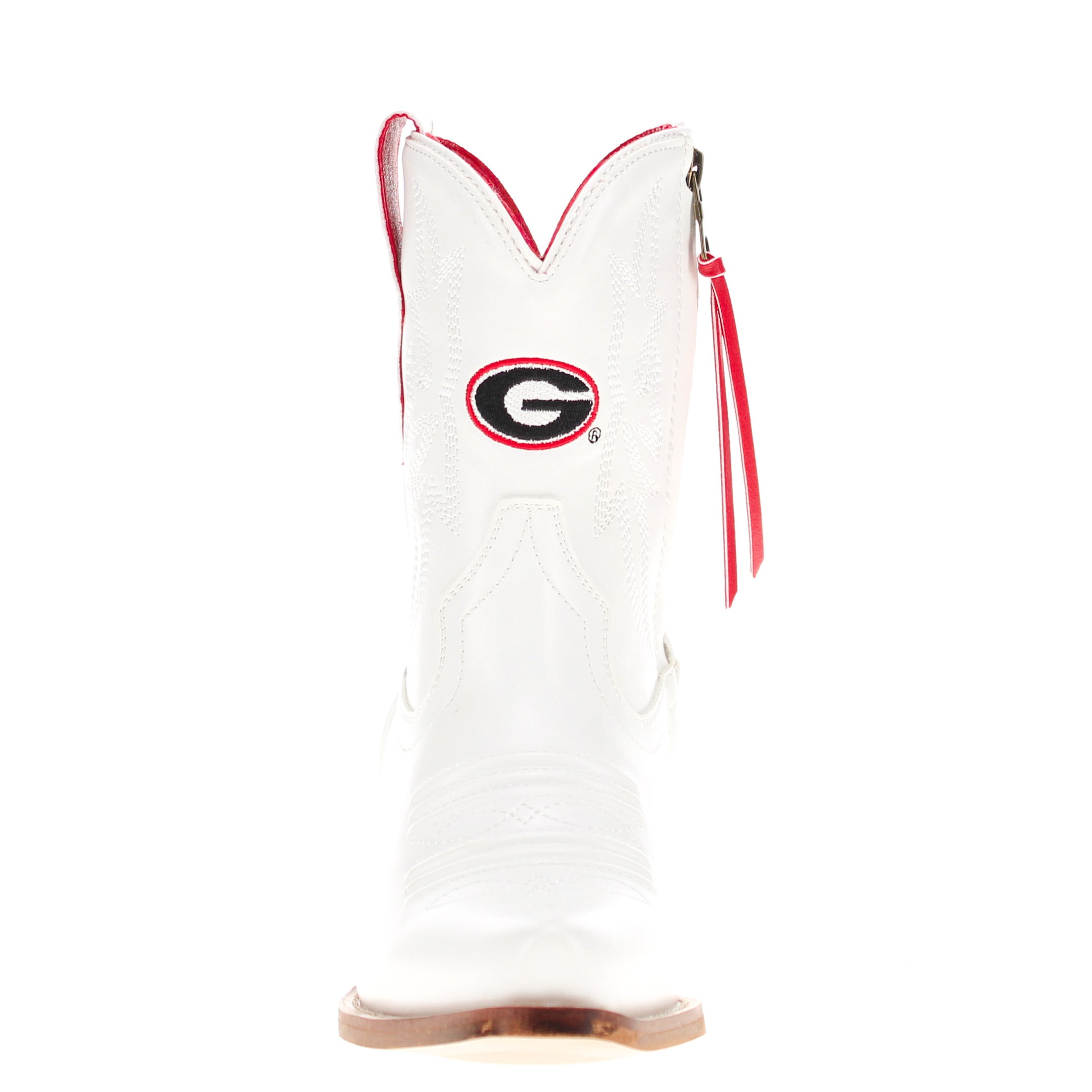 Women's University of Georgia White Cowgirl Boots with Color Tassel Lynn by V by Vaccari