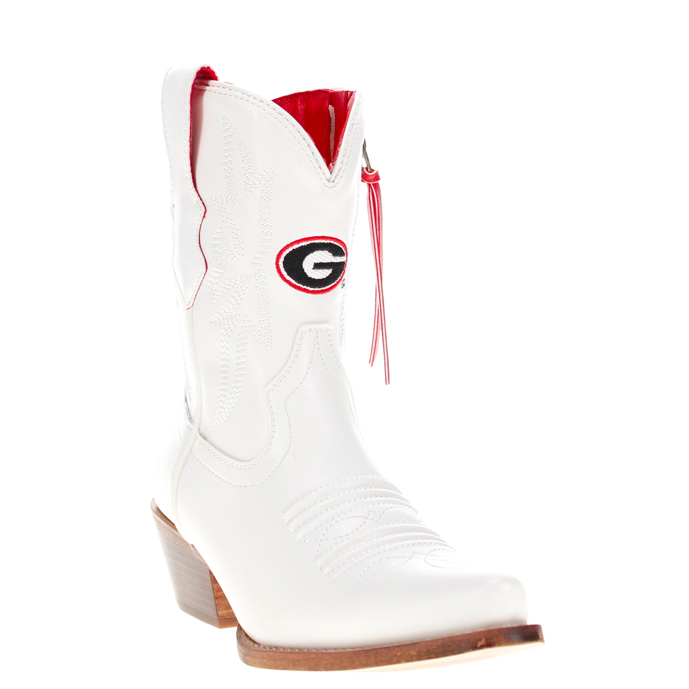 Women's University of Georgia White Cowgirl Boots with Color Tassel Lynn by V by Vaccari