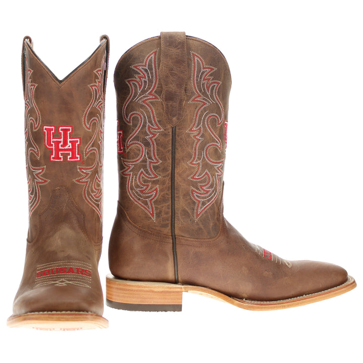 Men's University of Houston Tan Sqaure Toe Cowboy Boots by Vaccari