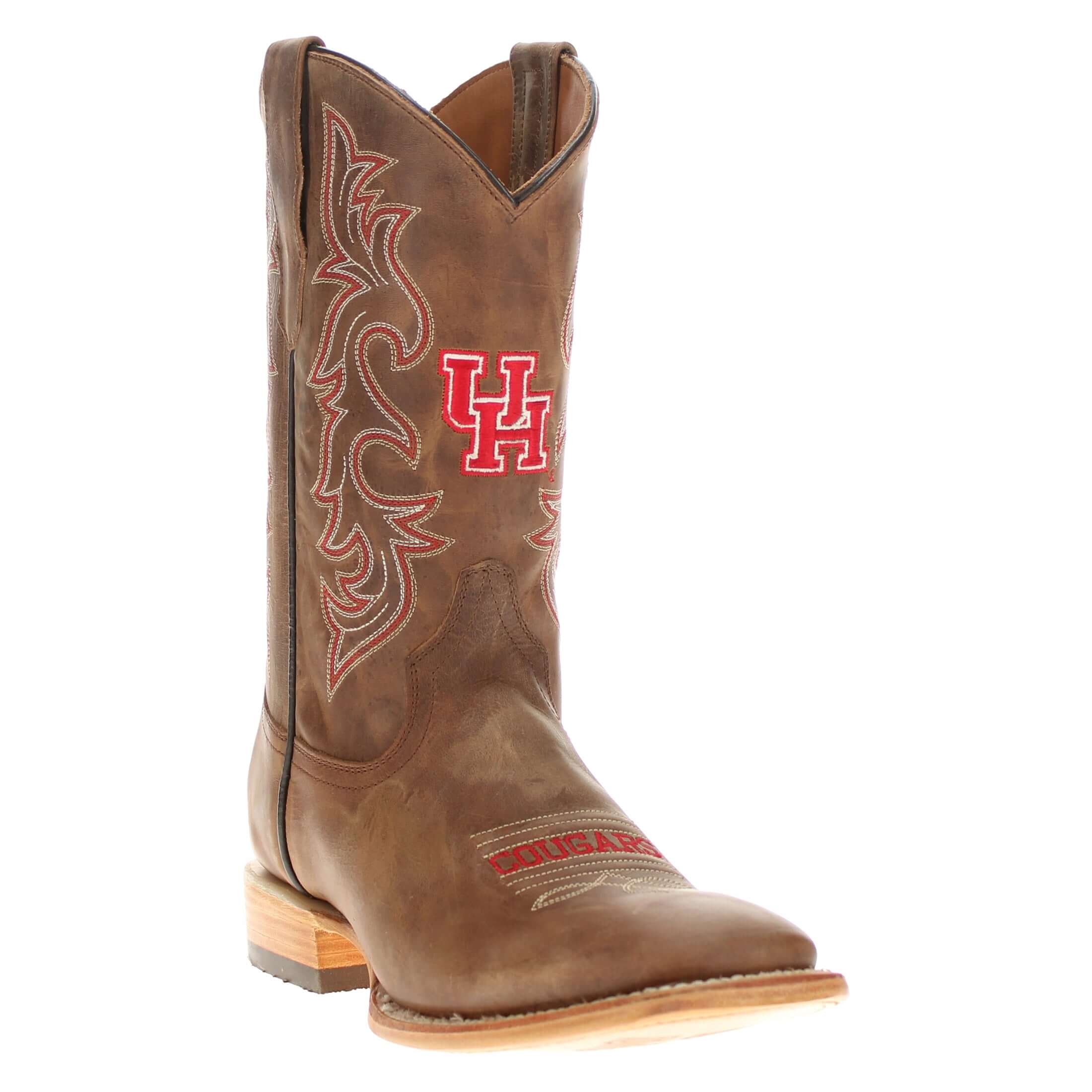 Men's University of Houston Tan Sqaure Toe Cowboy Boots by Vaccari