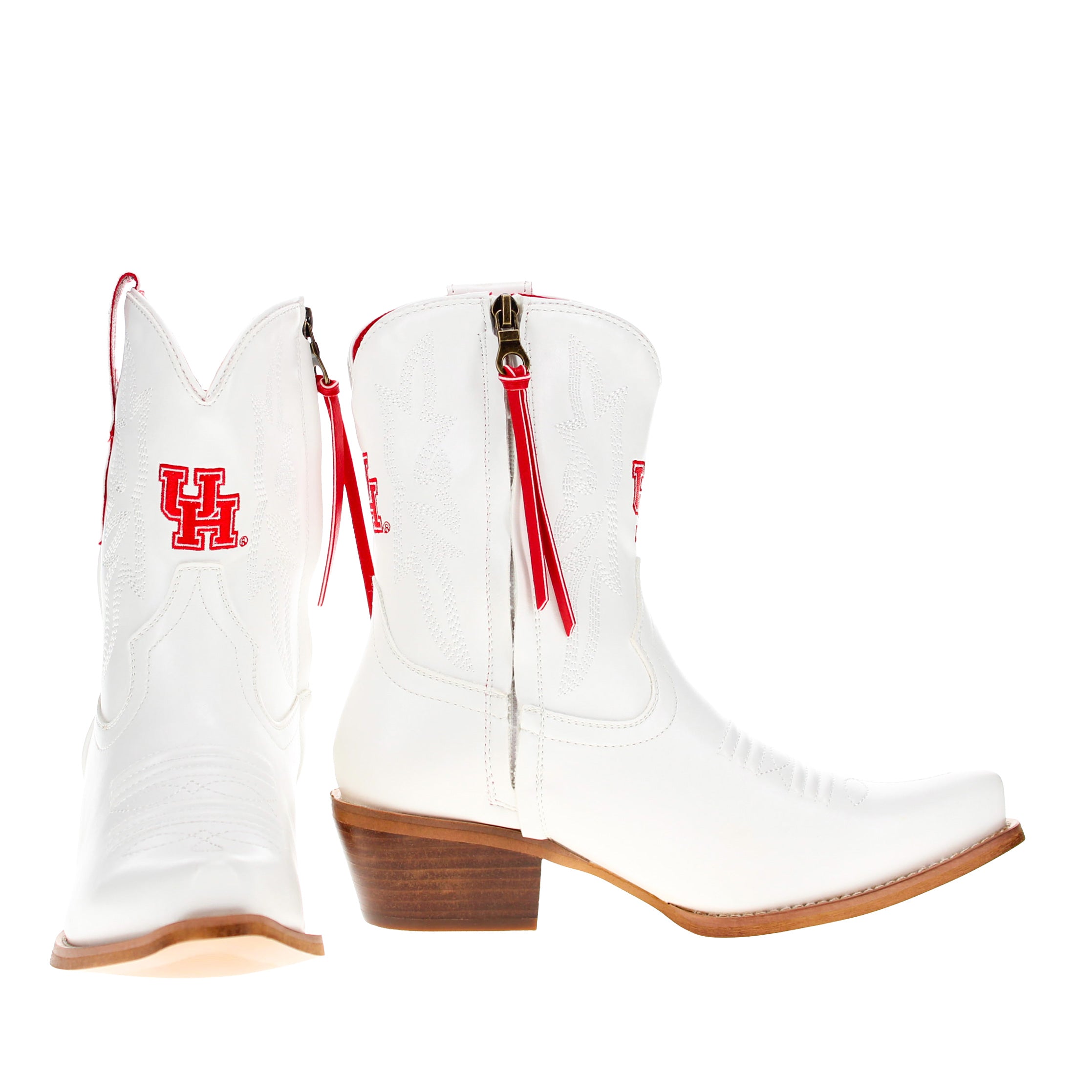 Women's University of Houston White Cowgirl Boots with Color Tassel Lynn by V by Vaccari