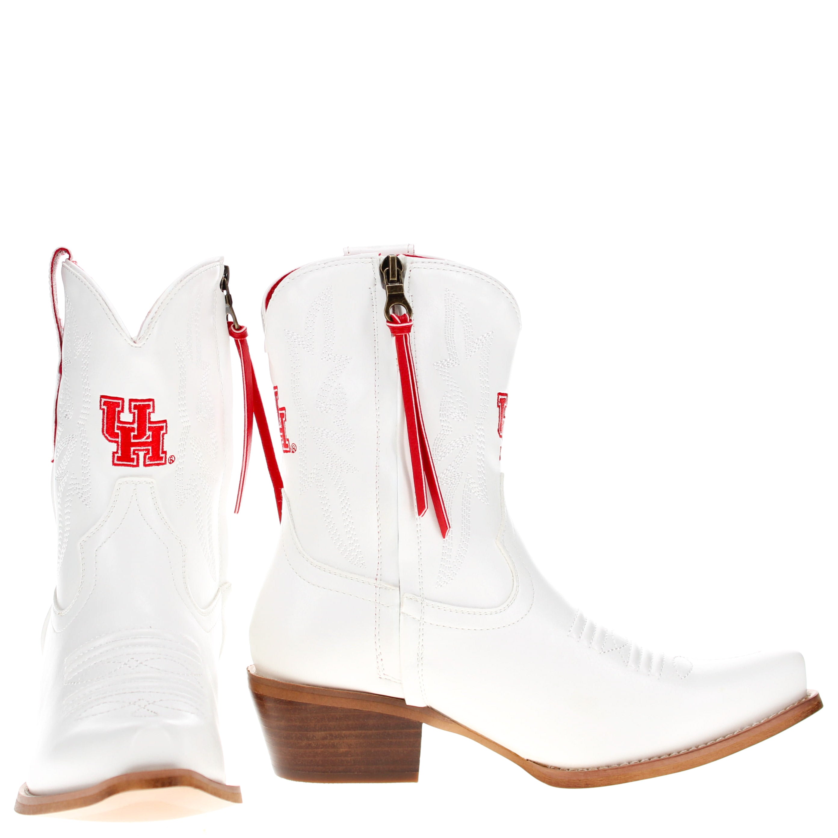 Women's University of Houston White Cowgirl Boots with Color Tassel Lynn by V by Vaccari