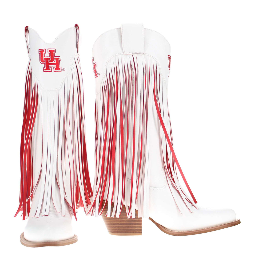 University of Houston Kacey White Fringe Boot By V By Vaccari