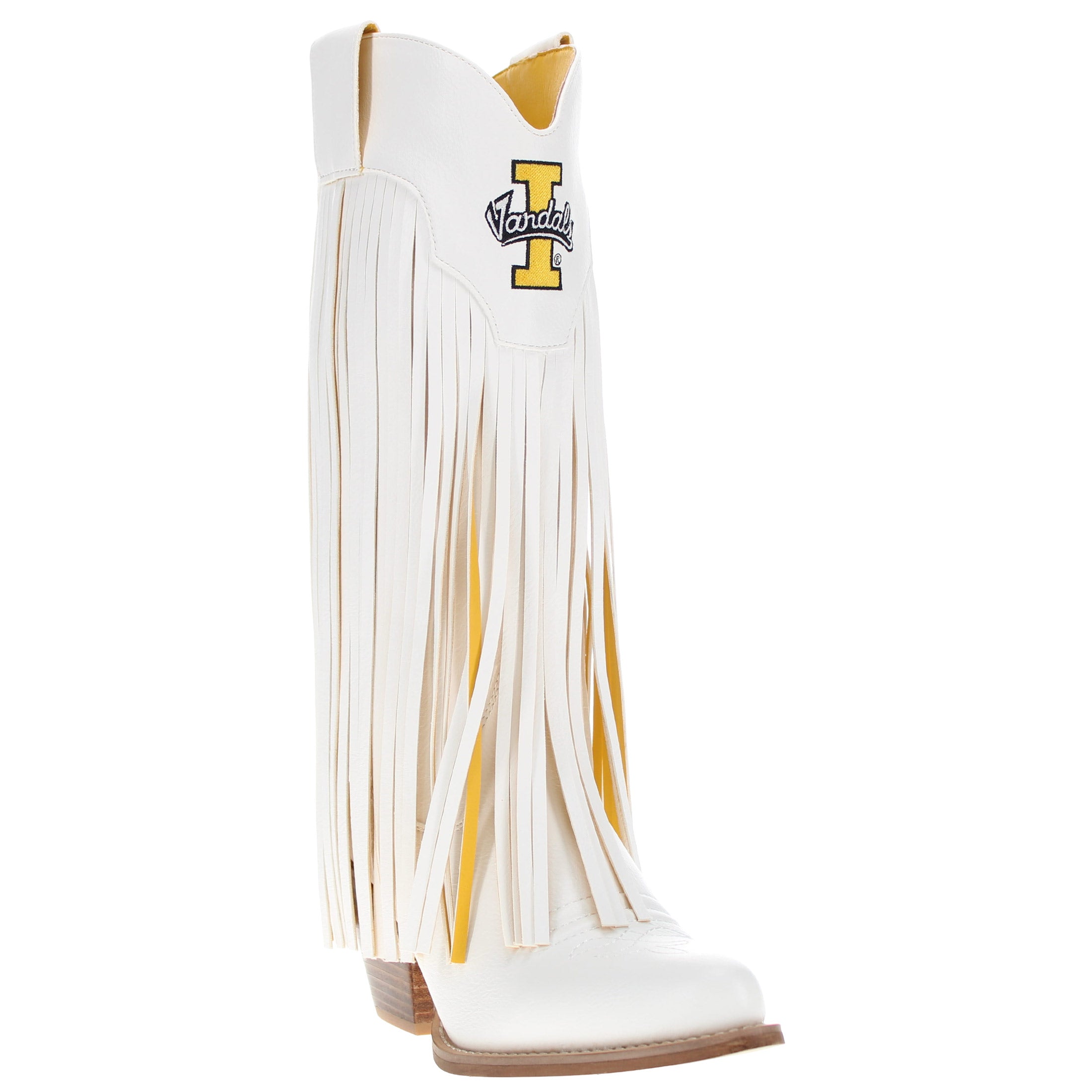 Women's University of Idaho White Fringe Cowgirl Boots Kacey by V by Vaccari