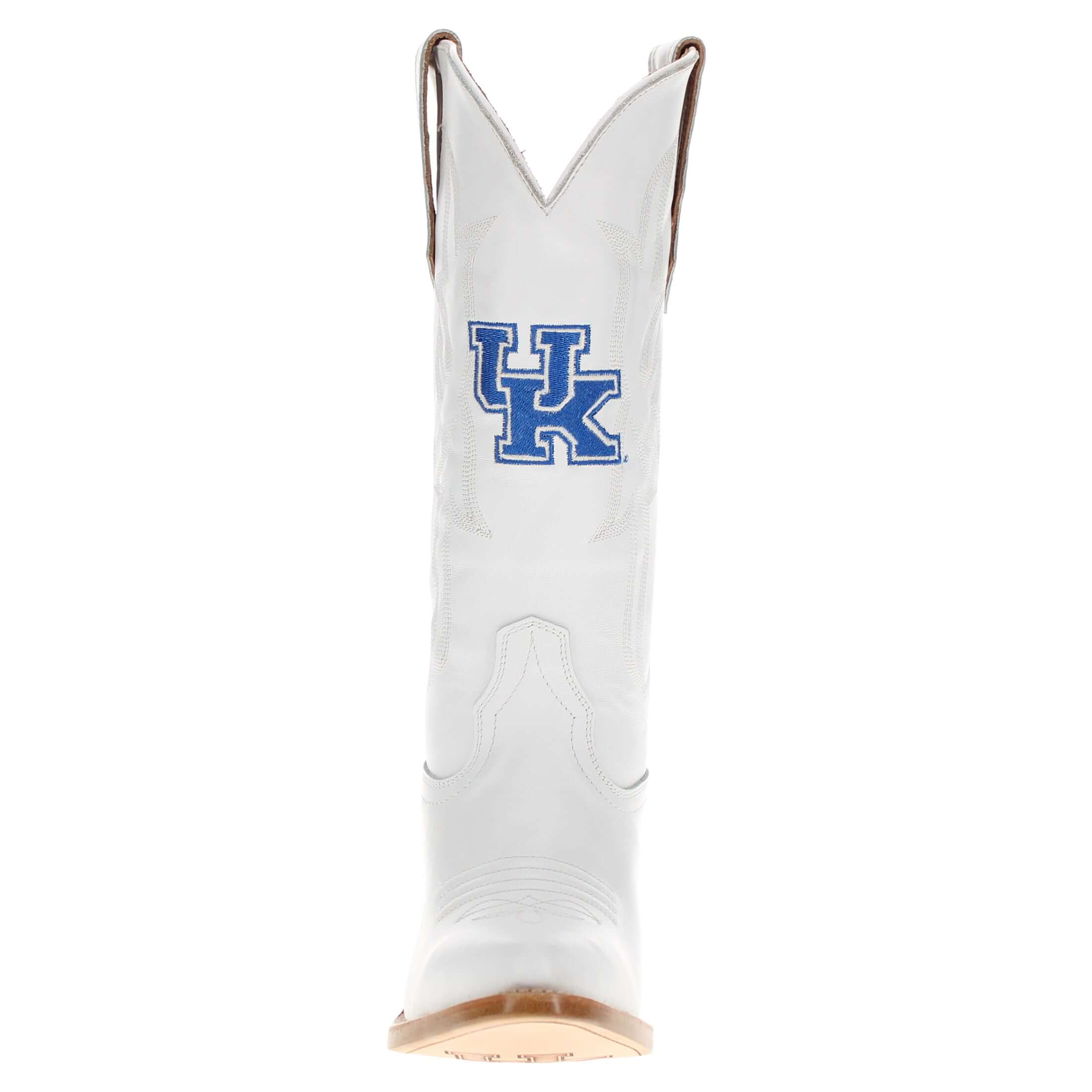Women's University of Kentucky All White Pointed Toe Cowgirl Boots Leighton by Vaccari University