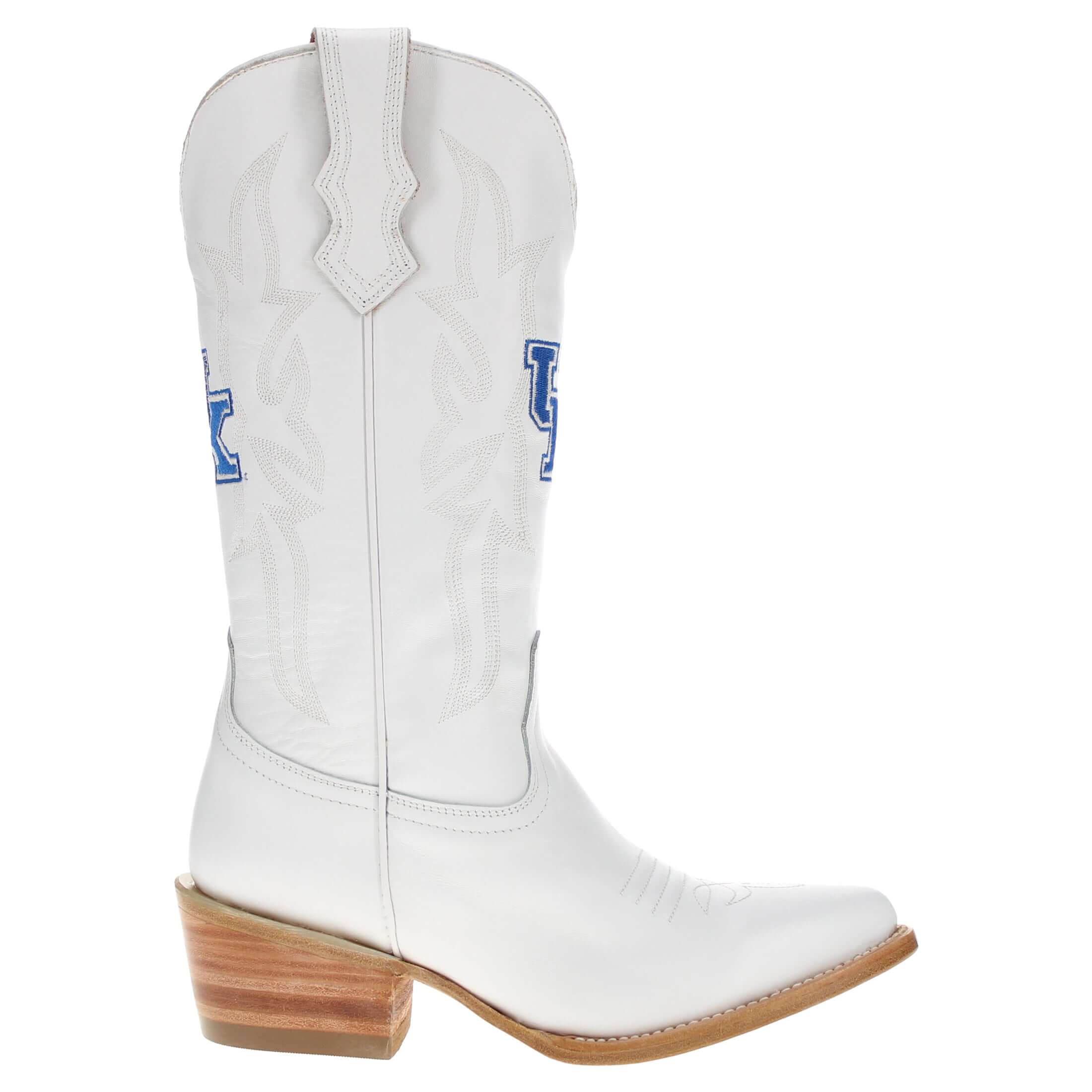 Women's University of Kentucky All White Pointed Toe Cowgirl Boots Leighton by Vaccari University