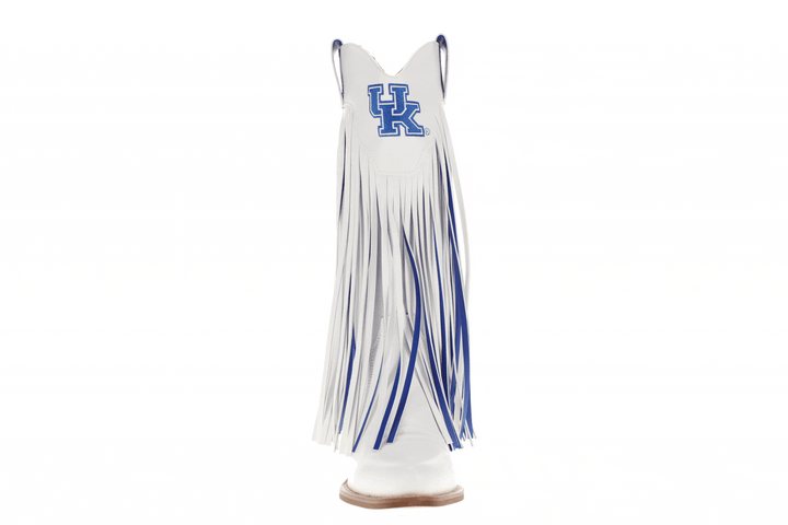 University of Kentucky Kacey White Fringe Boot by V By Vaccari
