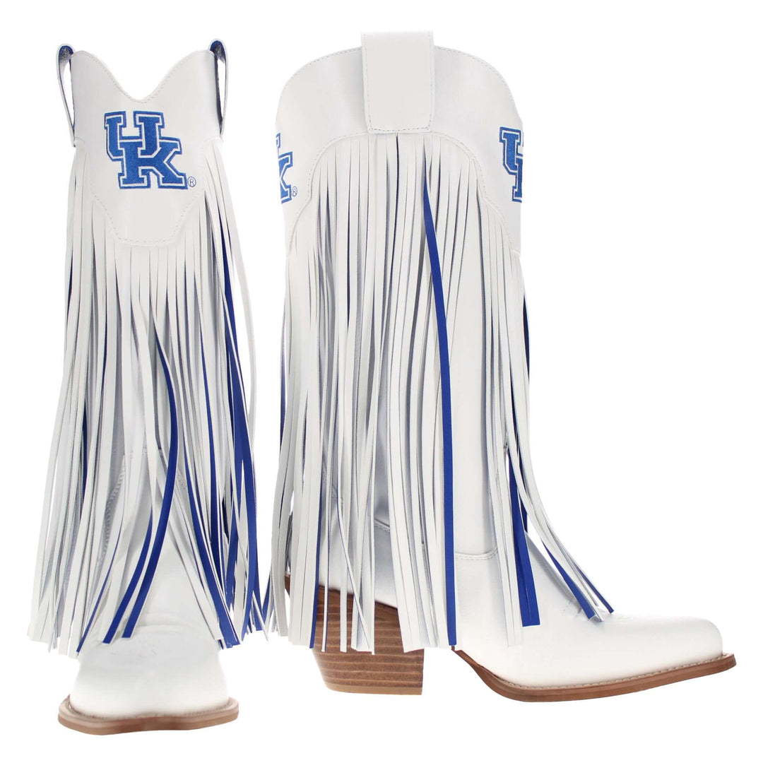 University of Kentucky Kacey White Fringe Boot by V By Vaccari