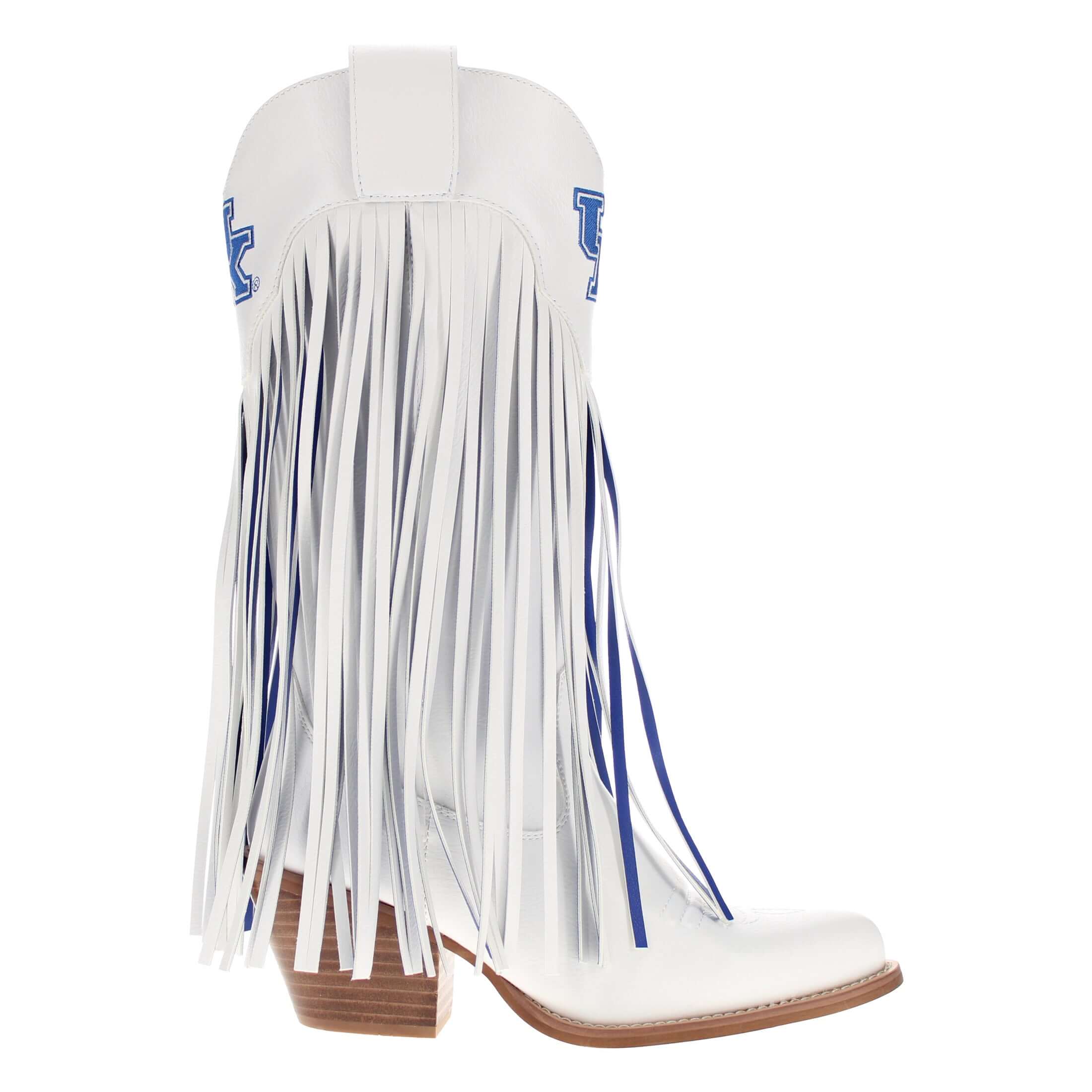 University of Kentucky Kacey White Fringe Boot by V By Vaccari