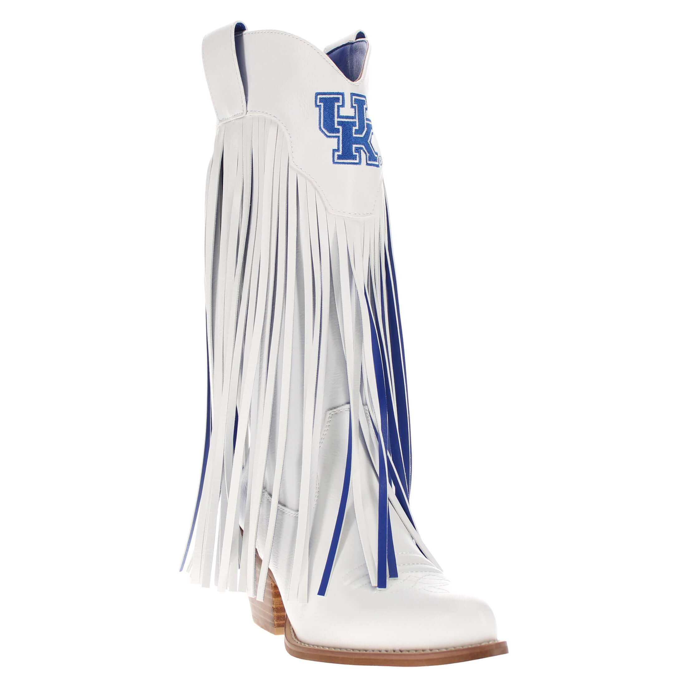 University of Kentucky Kacey White Fringe Boot by V By Vaccari