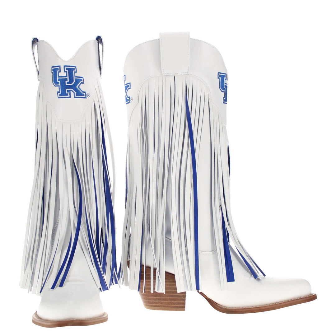 University of Kentucky Kacey White Fringe Boot by V By Vaccari