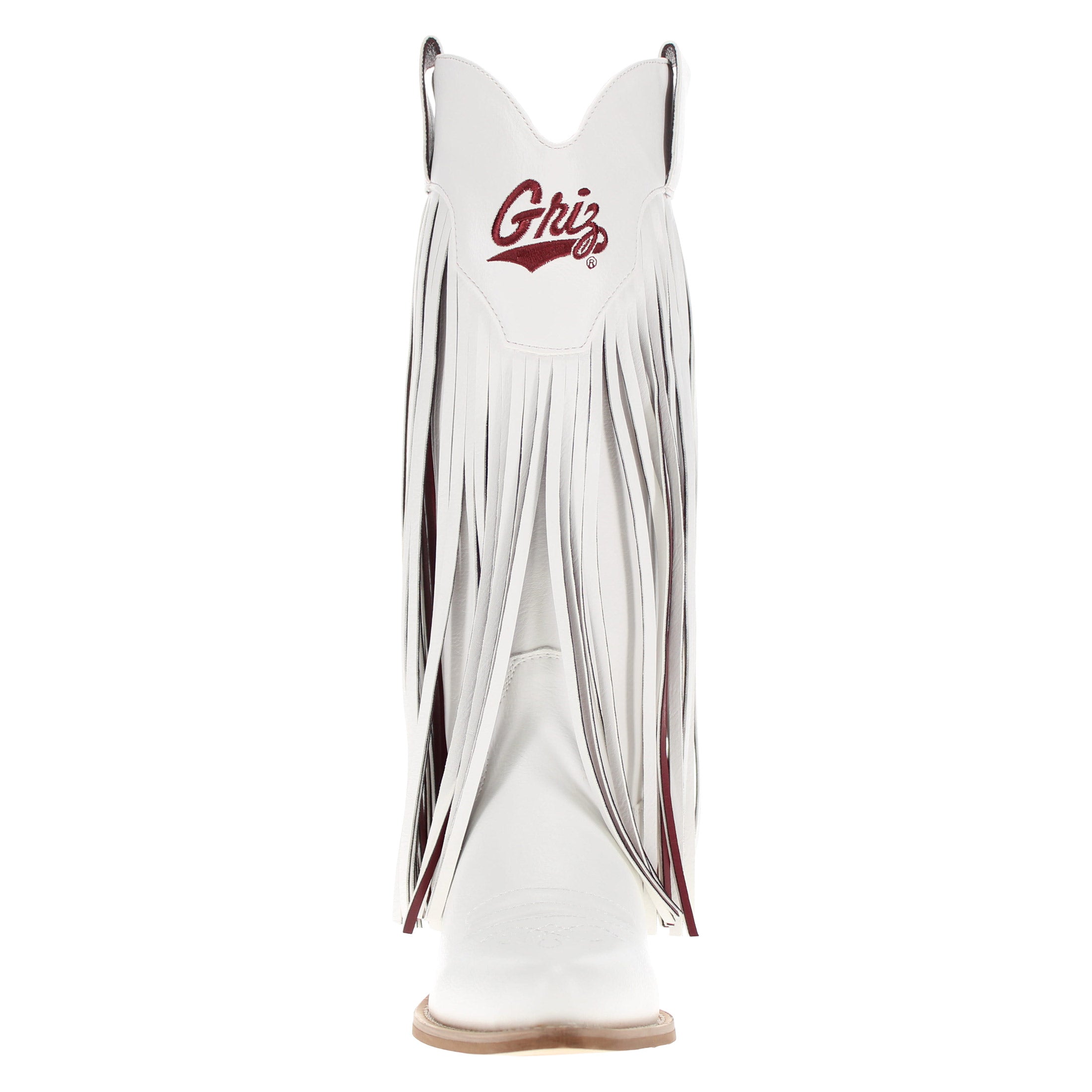 Women's University of Montana White Fringe Cowgirl Boots Kacey by V by Vaccari