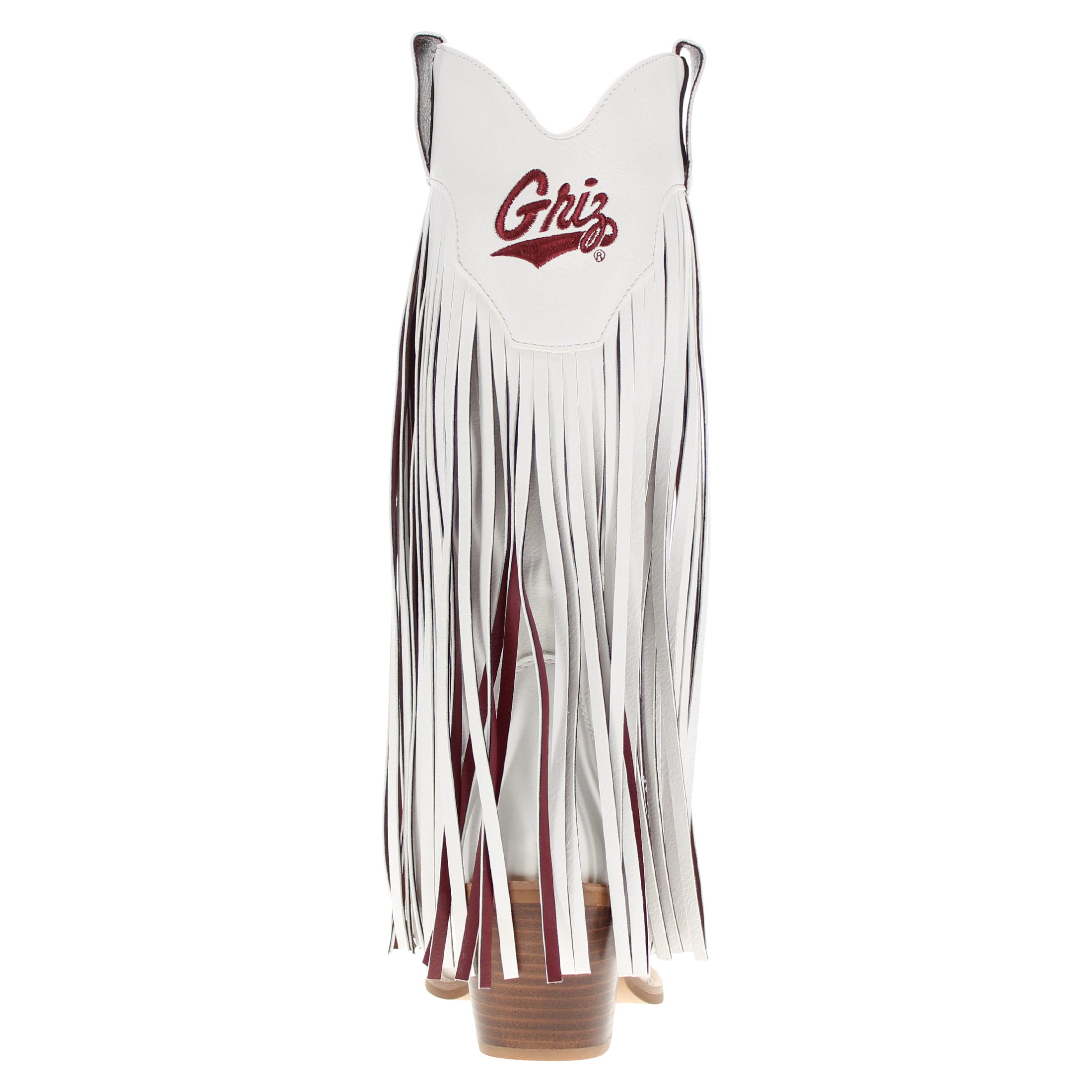 Women's University of Montana White Fringe Cowgirl Boots Kacey by V by Vaccari