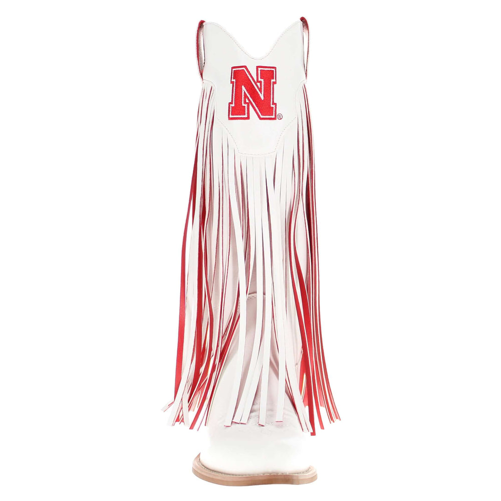 University of Nebraska Kacey White Fringe Boot by V By Vaccari