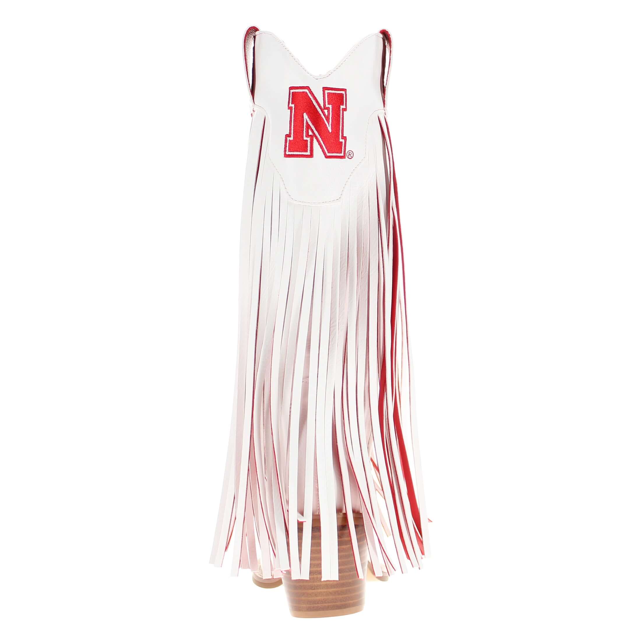 University of Nebraska Kacey White Fringe Boot by V By Vaccari