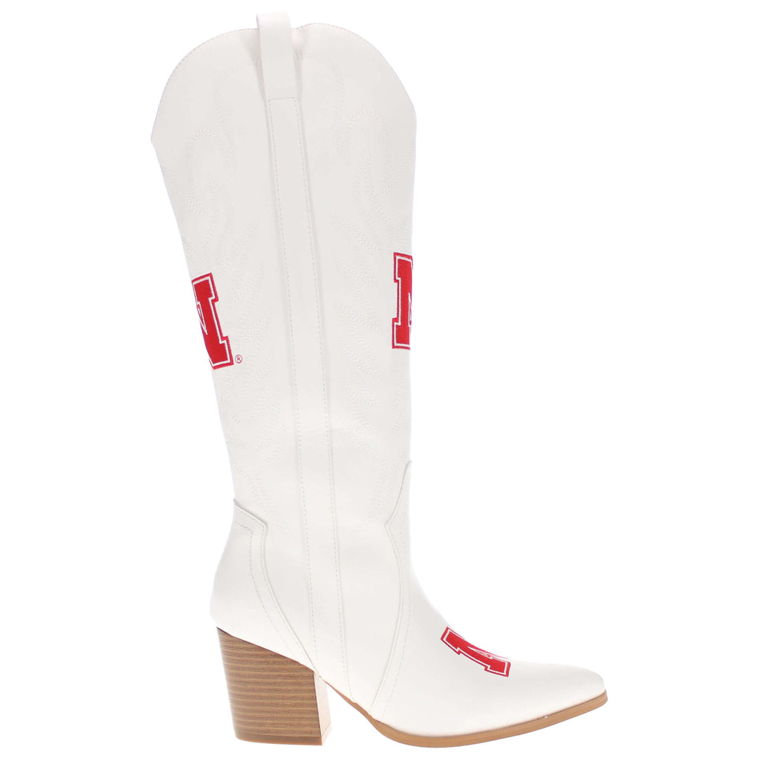 University of Nebraska Blair Tall White Boot By V By Vaccari