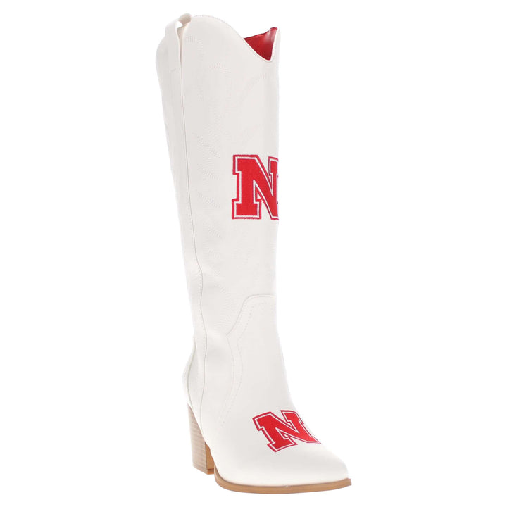 University of Nebraska Blair Tall White Boot By V By Vaccari