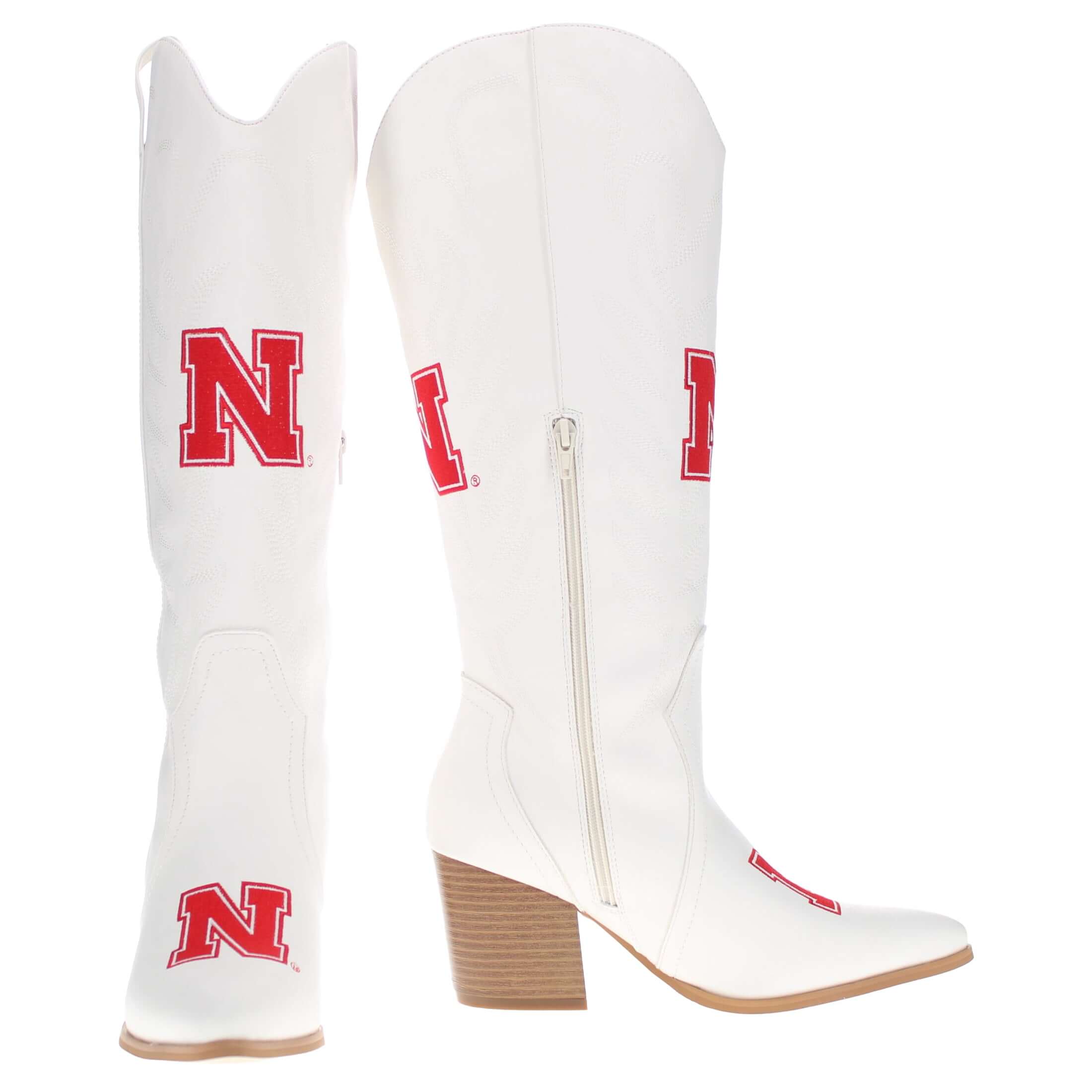 University of Nebraska Blair Tall White Boot By V By Vaccari