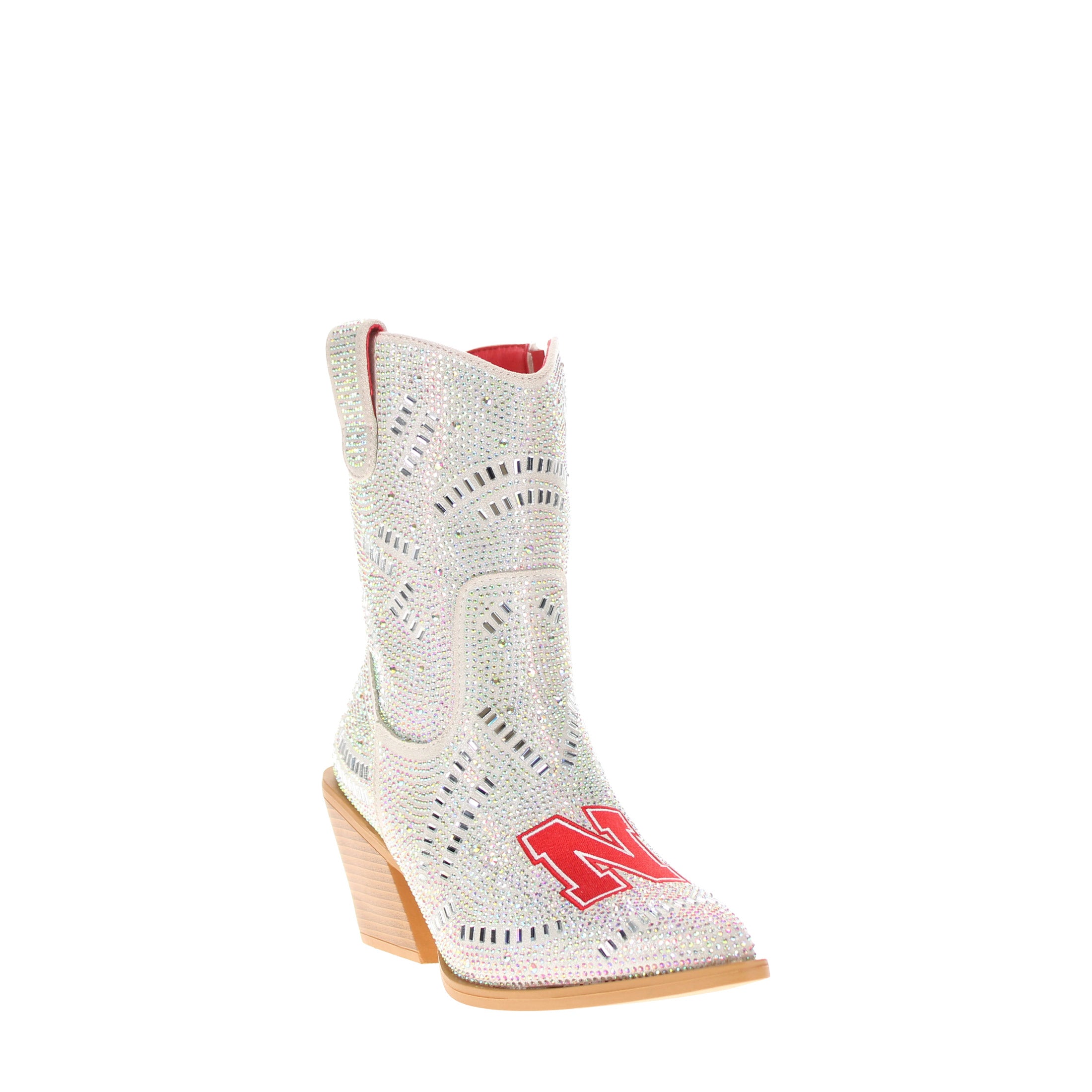 Women's University of Nebraska Natural Bling Cowgirl Booties Jade by V by Vaccari