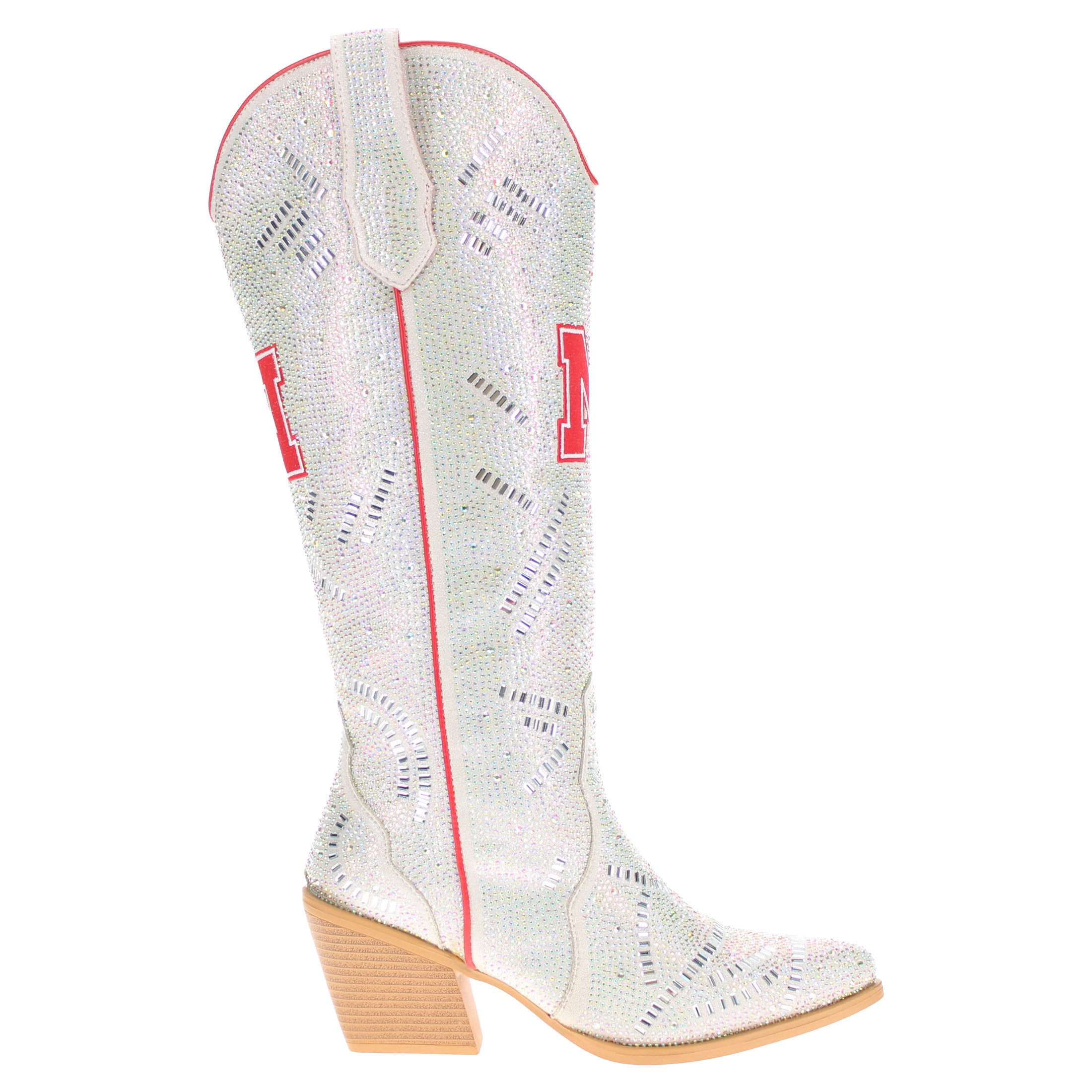 Women's University of Nebraska Natural Tall Bling Cowgirl Boots Amber by V by Vaccari