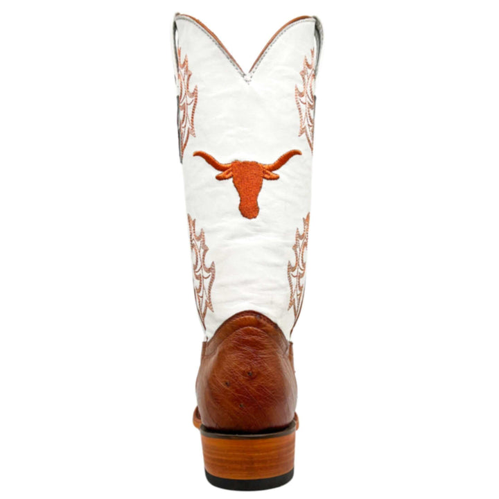 Men's University of Texas Longhorns Cognac Smooth Ostrich Cowboy Boots Brooks by Vaccari #select-a-toe_square