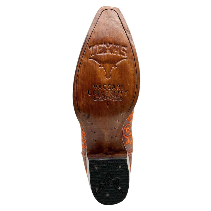 Women's University of Texas Longhorns Cowgirl Boots | Cognac Snip Toe Boots | Officially Licensed | Claire