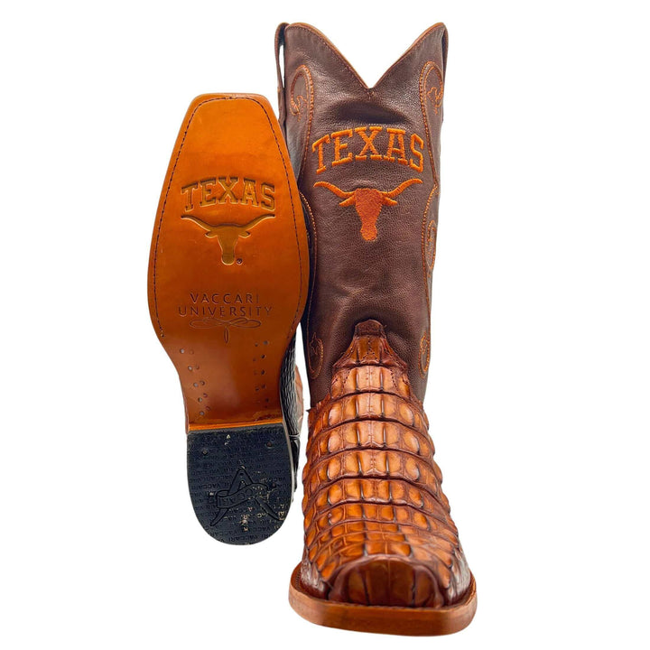 Men's University of Texas Longhorns Cognac Hornback American Alligator Cowboy Boots David by Vaccari #select-a-toe_jw