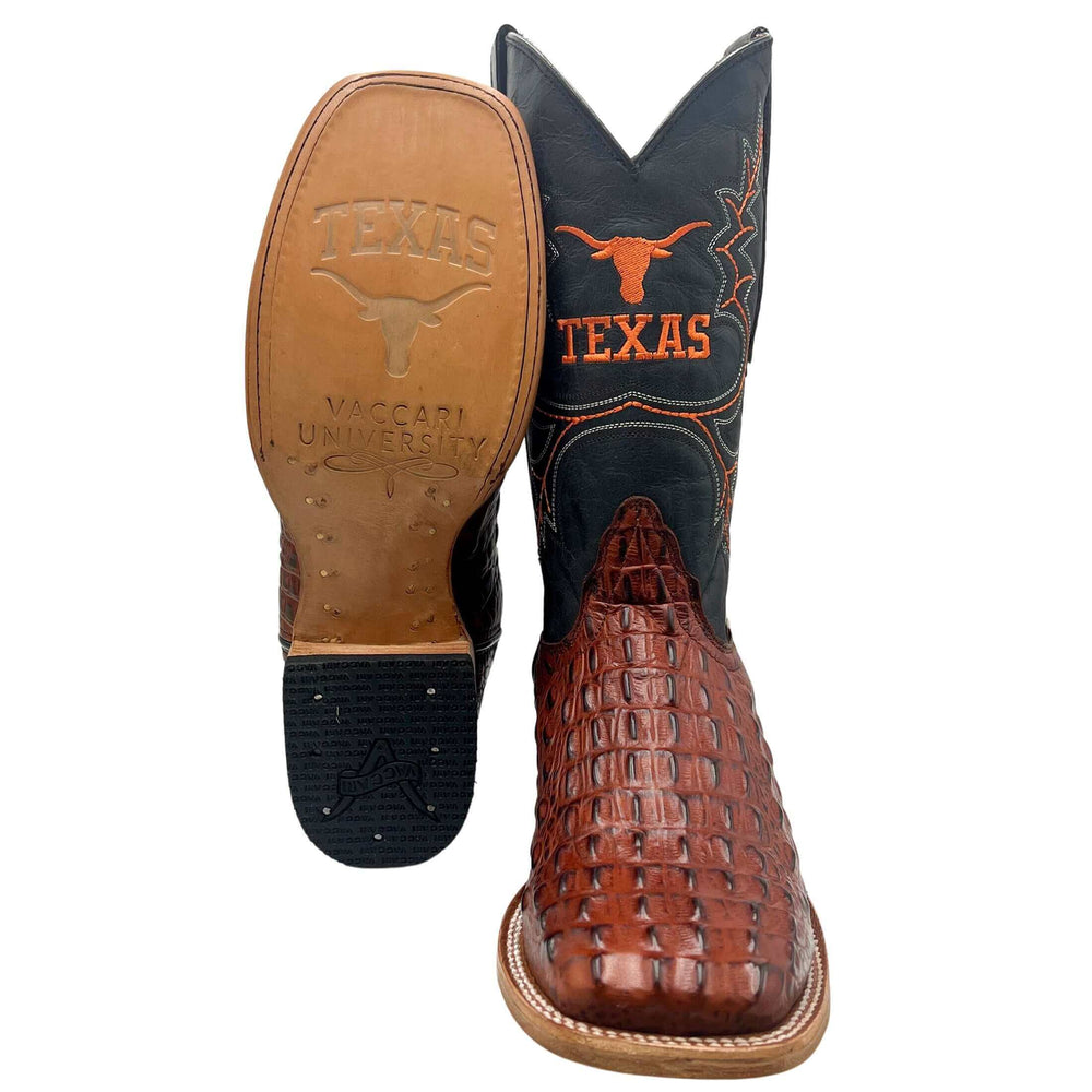Men's University of Texas Longhorns Cognac Square Toe Cowboy Boots Jackson by Vaccari