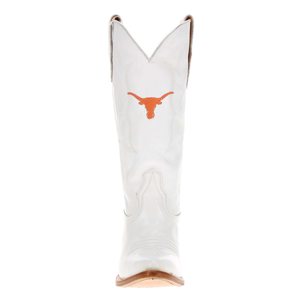Women's University of Texas Longhorns All White Pointed Toe Cowgirl Boots Leighton by Vaccari - Less Then Prefect