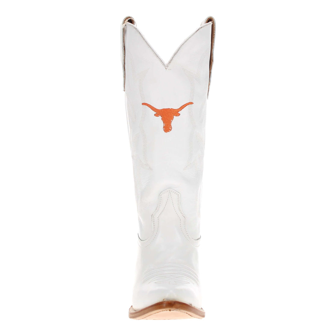 Women's University of Texas Longhorns All White Pointed Toe Cowgirl Boots Leighton by Vaccari - Less Then Prefect