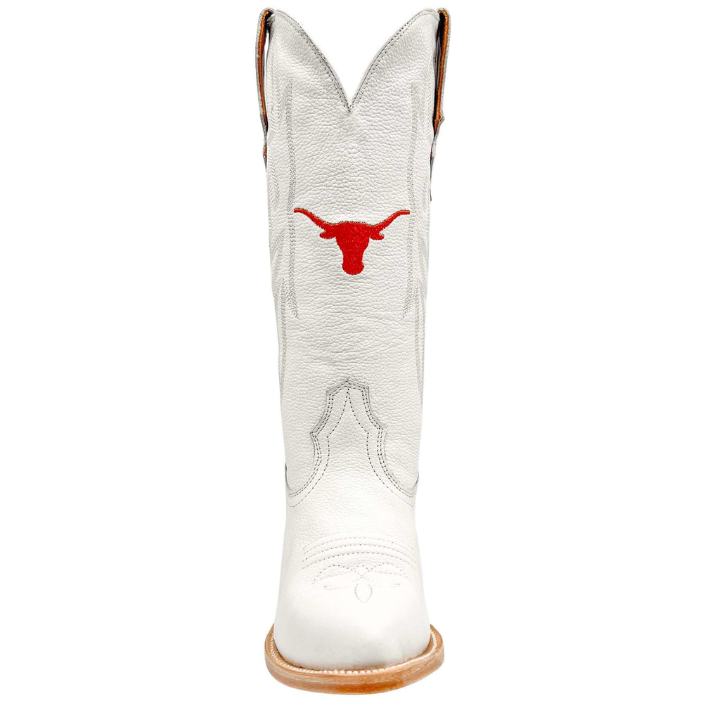 Women's University of Texas Longhorns All White Pointed Toe Cowgirl Boots Leighton by Vaccari