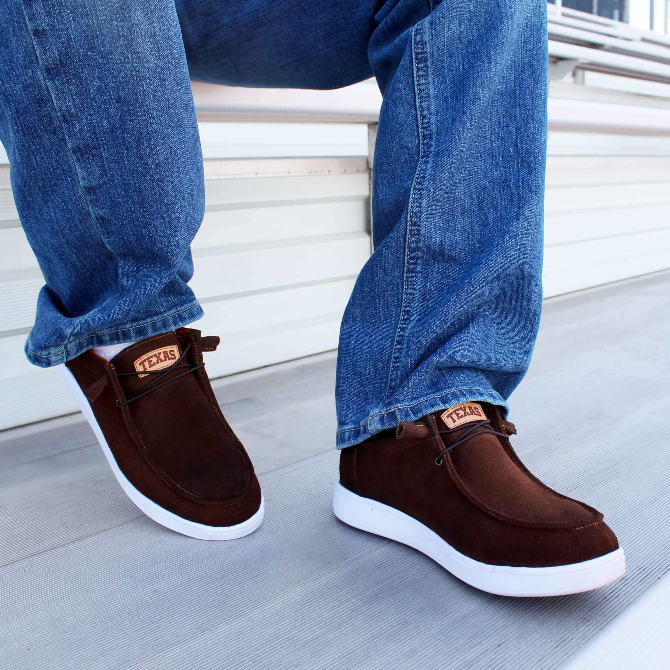 Men's University of Texas leather suede slip-on shoes