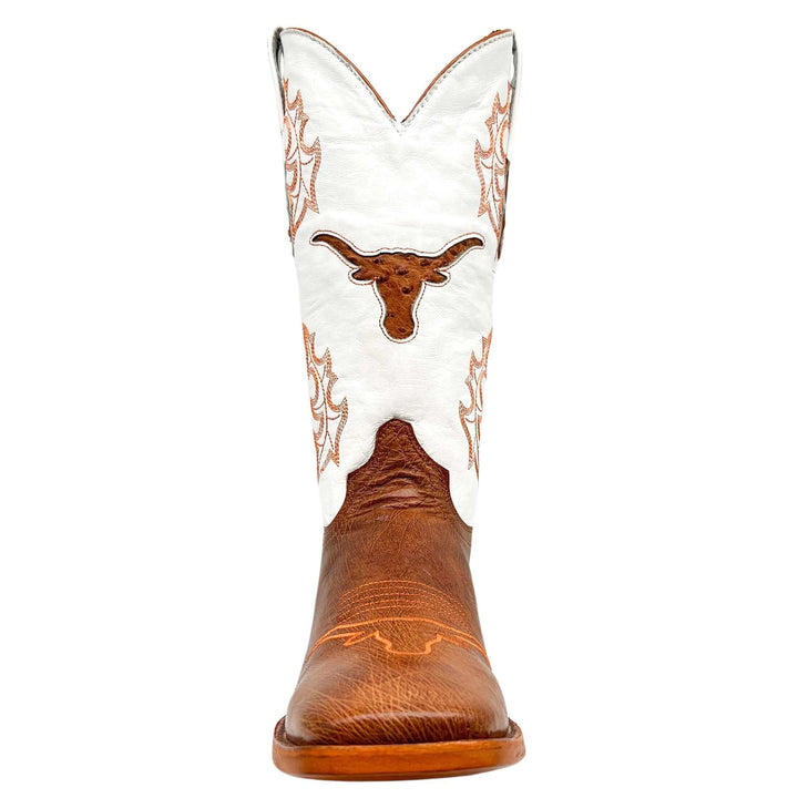 Men's University of Texas Longhorns Cognac Smooth Ostrich Cowboy Boots Brooks by Vaccari #select-a-toe_square