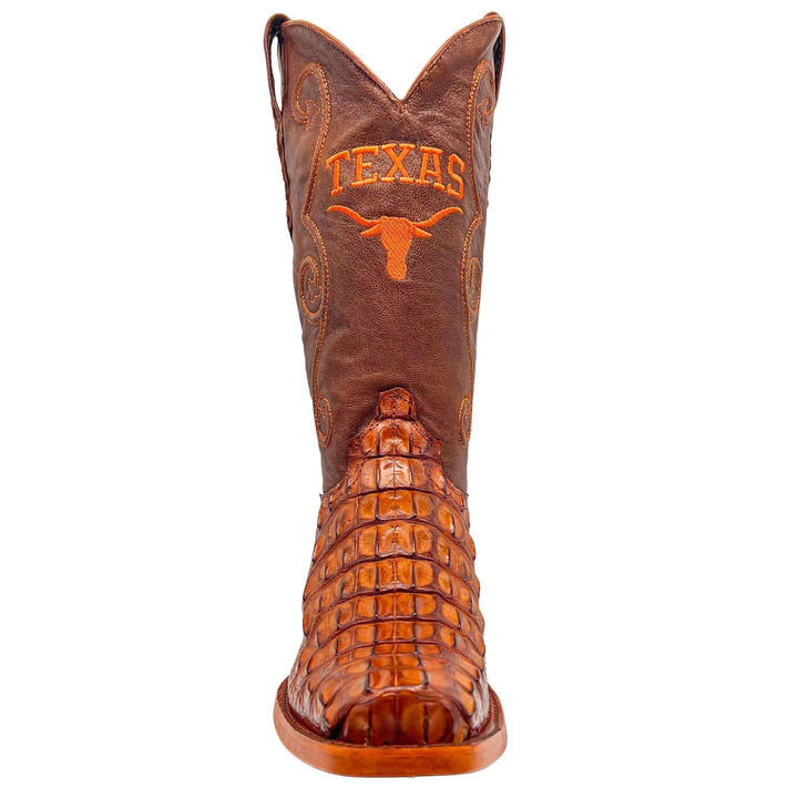 Men's University of Texas Longhorns Cognac Hornback American Alligator Cowboy Boots David by Vaccari #select-a-toe_jw