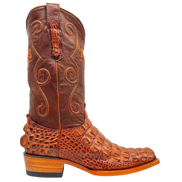 Men's University of Texas Longhorns Cognac Hornback American Alligator Cowboy Boots David by Vaccari #select-a-toe_jw