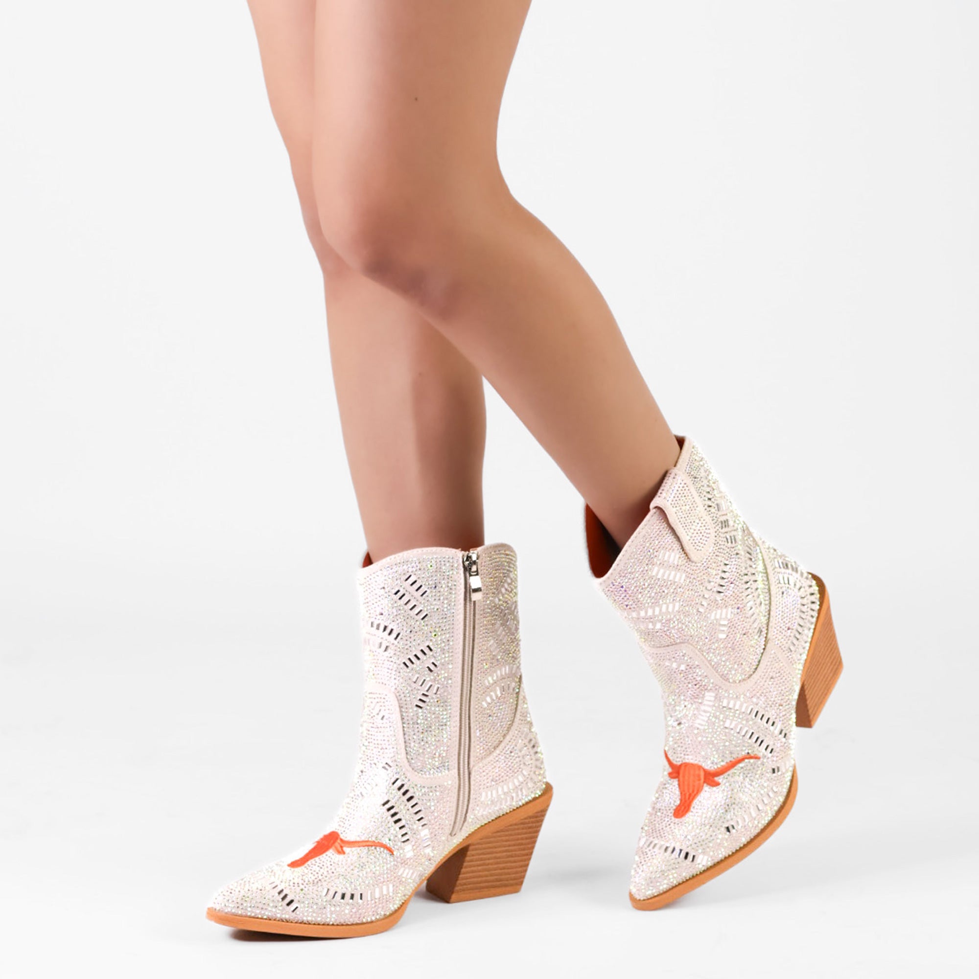 Women's University of Texas Natural Bling Cowgirl Booties Jade by V by Vaccari